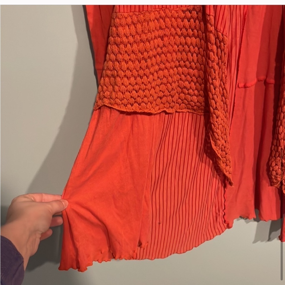 Anthropologie Tiny Open Knit Drape Coral Crochet
Trim Cardigan Sweater SzS VGUC - Picture 15 of 16